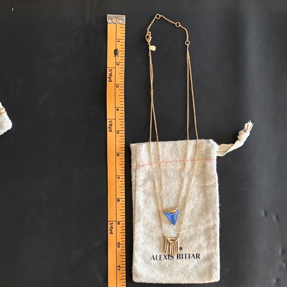 Alexis Bittar Gold Necklace with Blue with purple tint Pendant - Picture 4 of 6